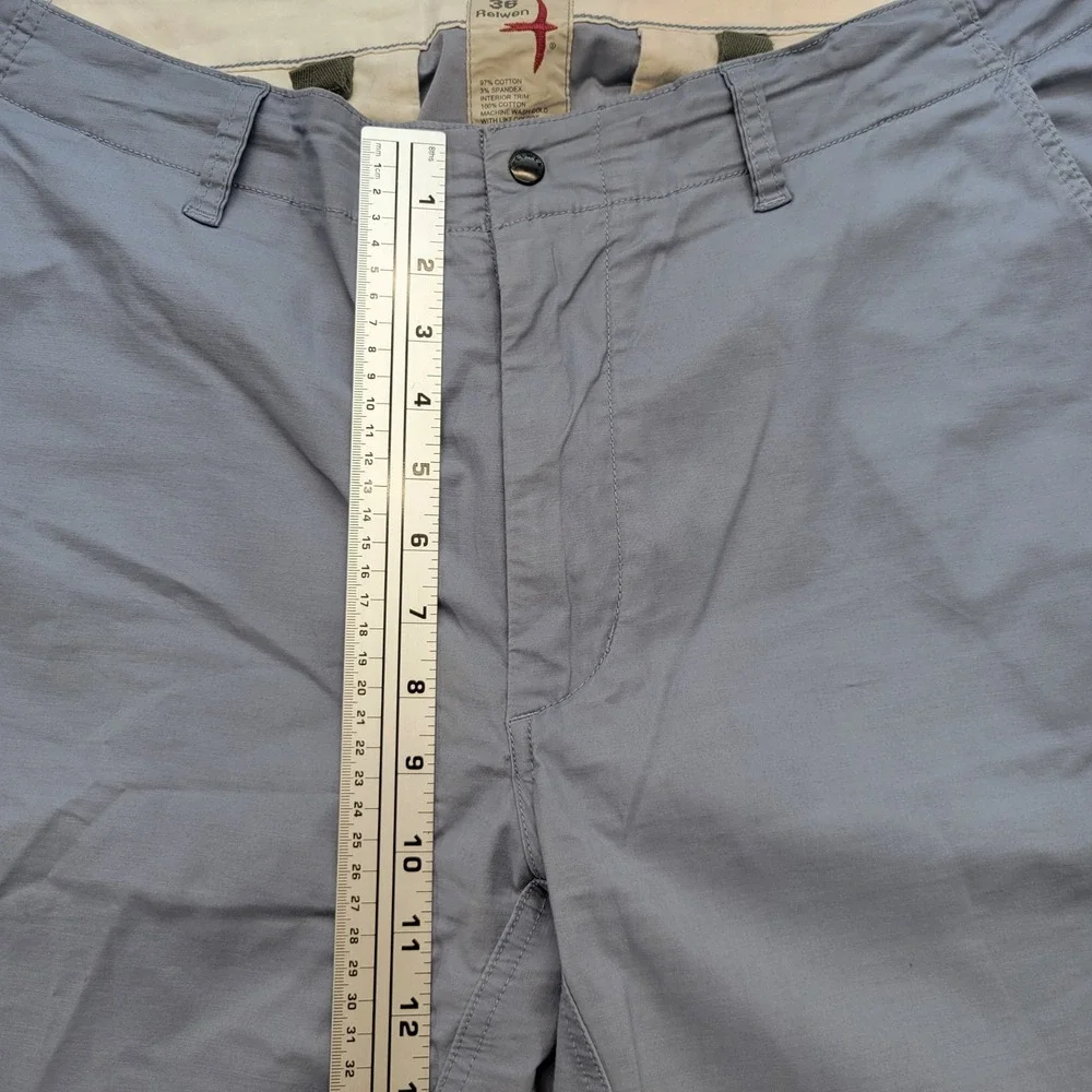 Relwen Chino Pants Mens 36x29 Blue Straight Leg Stretch Cotton Casual Trousers